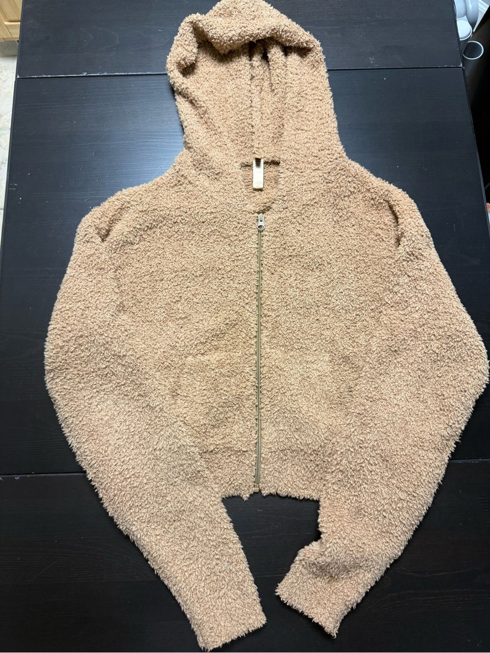 Skims Cozy Teddy Zip-Up Hoodie - Camel Size L/XL